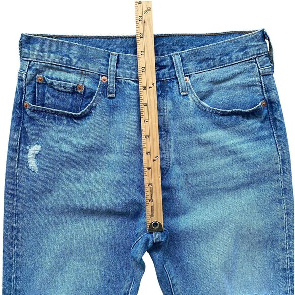 Levi's 501 Skinny Ripped Jeans Men 28x30 Button Fly Blue Distressed Punk Grunge - Picture 4 of 13